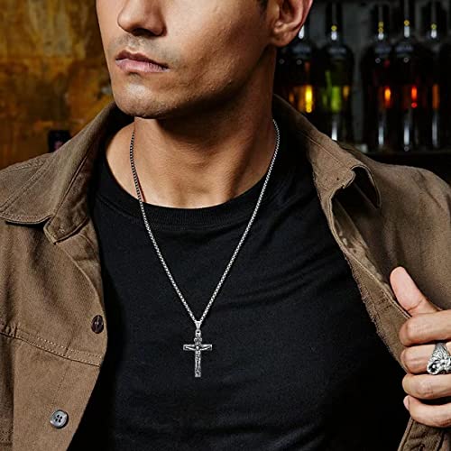 Cross Necklace for Men 316L Stainless Steel Crucifix Pendant Pendant Jesus Religious Jewelry Christmas Gifts for Father Boyfriends2