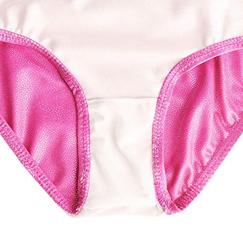 Collant de ginástica TFJH E para meninas com manga 3/4 e lantejoula, Asnowflake Pink, 4-5Years