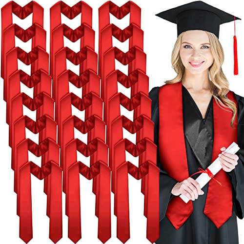 Étole de remise de diplôme 178 cm écharpe académique unisexe rouge lot de 24