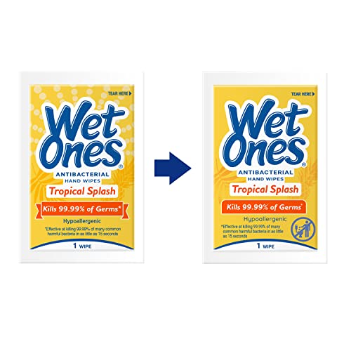 image for Wet Ones Antibacterial Hand Wipes Singles, Tropical Splash Wipes |