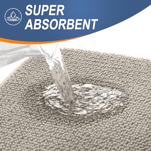 Image of OLANLY Thick Memory Foam Small Bathroom Rugs 24x16, Extra Soft Absorbent Bath Rug, Quick Dry Bath Mats, Non-Slip, Machine Washable Mat for Bathroom, Tub and Shower, Home Decor Accessories, Warm Taupe