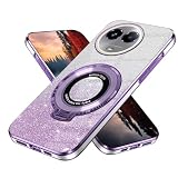 Wousunly Compatibile con Cover Realme 11 5G Silicone Glitter Brillare con Anello,Custodia Realme 11 5G Magnetico Antiurto Sottile Protezione Case (Viola)