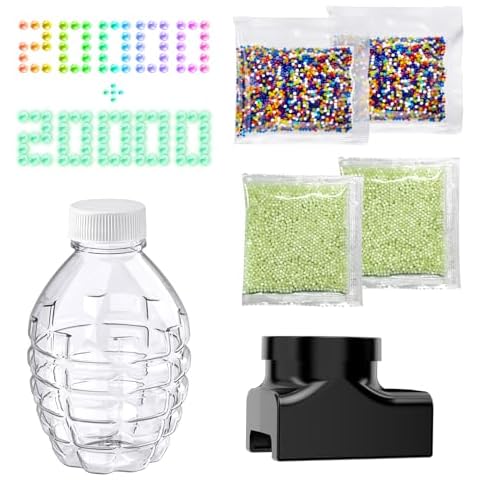 Anstoy Gel Ball Blaster Accessories Parts Including - 20000 pcs Colorful Gel Balls Ammo, 20000 Fluorescent Gel Balls Ammo,1pcs Magazine, 1 Black Bottle Holder Cover