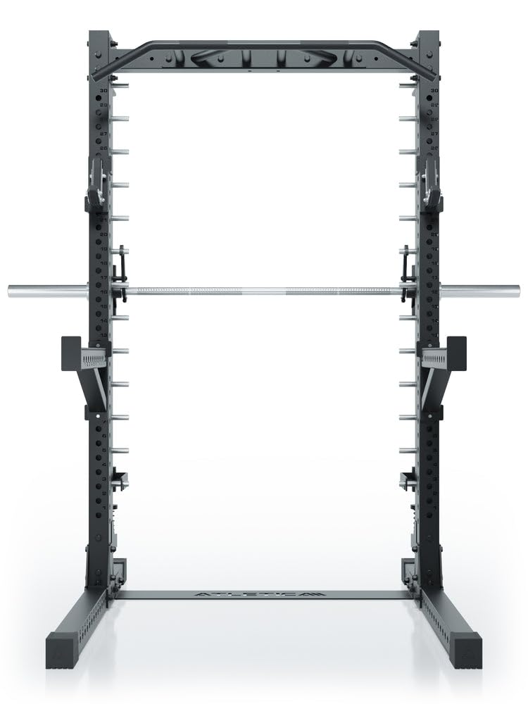 ATLETICA R7 Saber | Squat Rack con Multipressa | Squat Rack con Smith Station/Multipressa integrata. Opzionale Did Deadlift Station modulare espandibile.