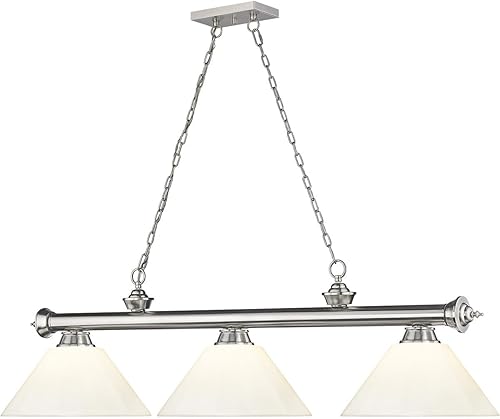 Miniatura 27 de Z-Lite 2306-3RB-PWH - Colgante de billar con cordón, 3 luces, 180 vatios totales, latón frotado