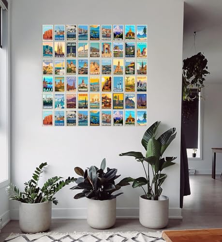 Image of Pack of 54 Vinatage Country Wall Collage Kit Posters - 4 x 6 Inches Wall Decor Poster - Wall Art For Bedroom, Living room, Office - 1 Tissue Tape