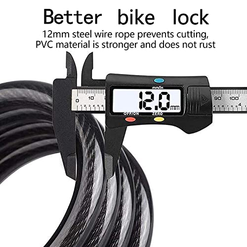 REHKITTZ Bike Lock Bicycle Locker Combination 5 Digit 120cm/12mm Long Cycle Cable Locks Bikes Chain High Security for E-Bike Mountain Bike Outdoor Ski Gate Accessoriess