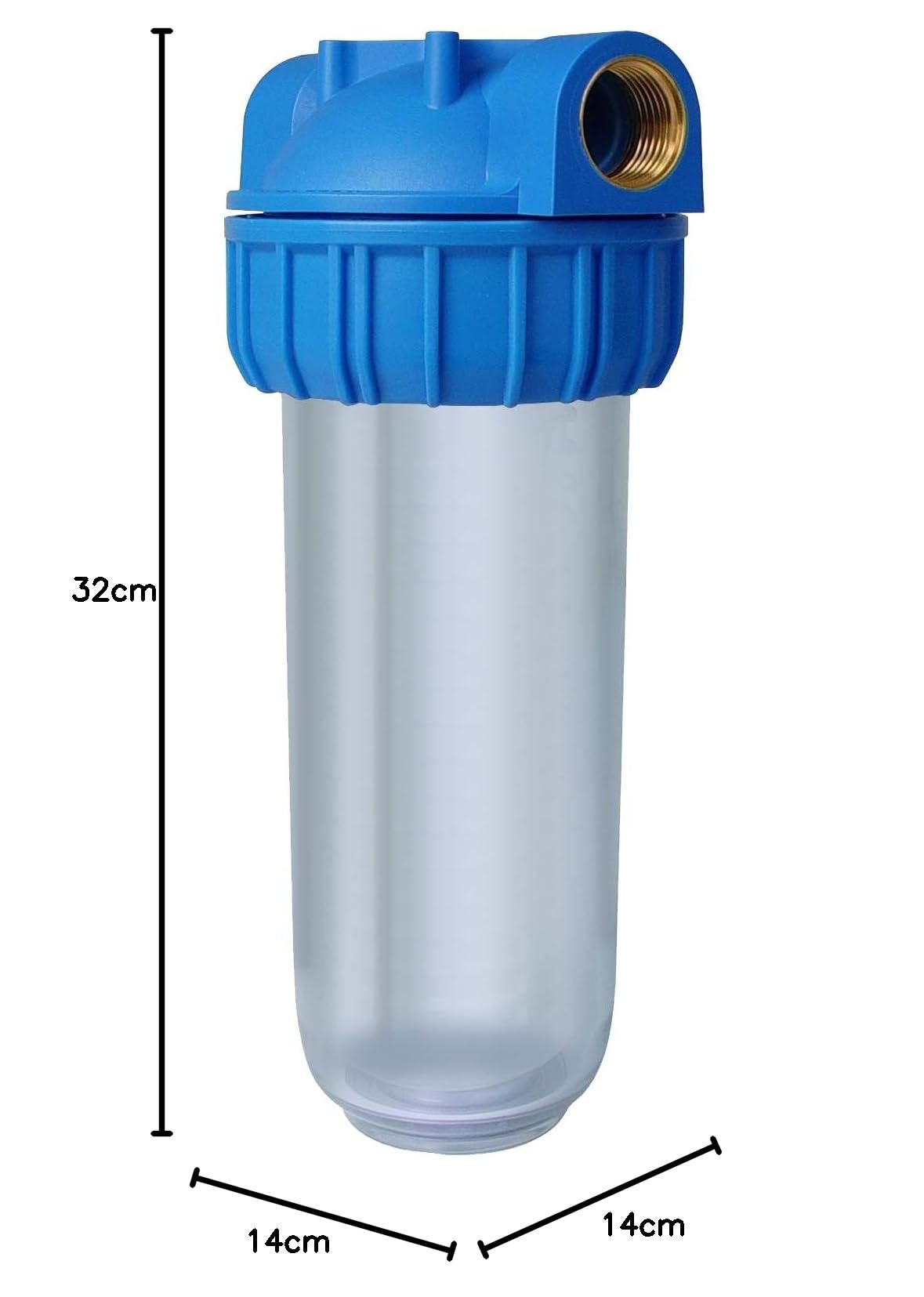 Filtro de agua de 10" Rosca Metal de 1" con soporte para pared y llave para cambio de Cartucho o Filtro. No Incluye Filtro. Fácil Instalación y Mantenimiento. Bbagua.