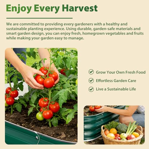 FCCRETA Square Galvanized Raised Garden Bed 4x4 ft – Easy Home Gardening Planter Box for Vegetables & Flowers,Herbs – 12" Heavy Duty Outdoor Gardening Bed with Easy Assembly (Green) by FCCRETA - Used condition - Image 7