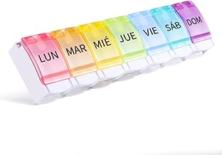 Weekly Pill Box 1 Spanish Outlets, Opret Large Daily Pill Box with Eject Switch, 7 Days Pill Organizer and Tablets Dispenser for Travel