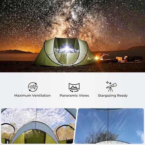 4/6 Person Easy Pop Up Tent, Waterproof, Automatic Setup,2 Doors-Instant Family Tents for Camping, Hiking & Traveling image 1