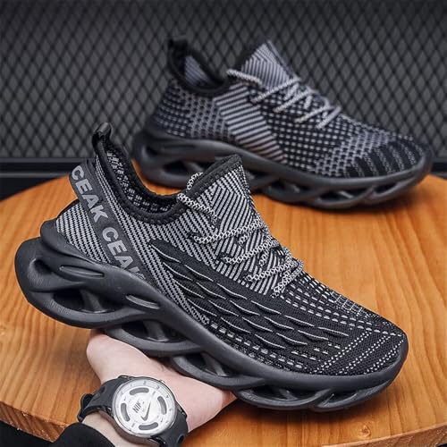 Jakcuz Plus Size Men's Lightweight Walking Shoes Mesh Fish Scale Pattern Fashion Sneakers4