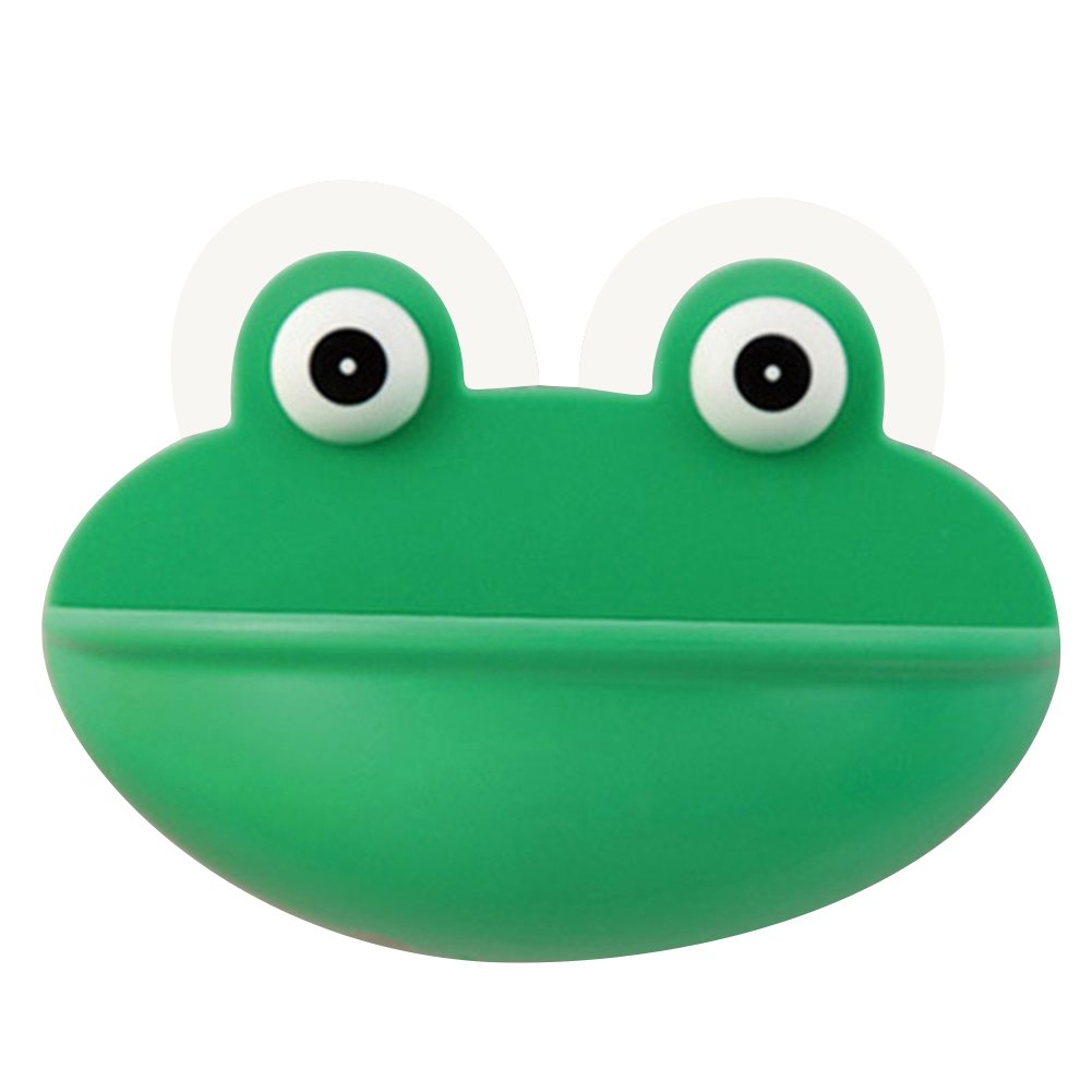 Zhouba Green Lovely Frog Wall Suction Sponge Soap Drain Dish Rack Holder Bathroom Organizer (Green)