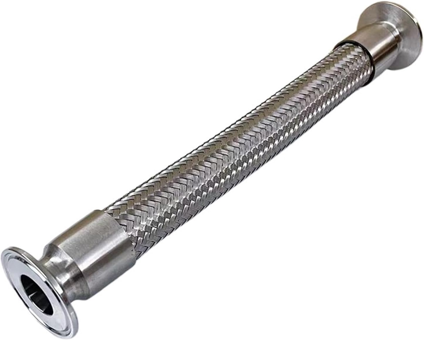 19 25 32 38 45 57mm Pipe OD x K50.5/64mm Tri Clamp Braided Soft Tube Bellow L 500-2000mm 304 Stainless Steel(25mm OD K50.5mm,700mm)