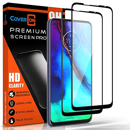 Coveron [2 Pack Tempered Glass For Motorola Moto G Stylus Screen Protector, Anti-Scratch Edge To Edge Black Rim Coverage #TOP13
