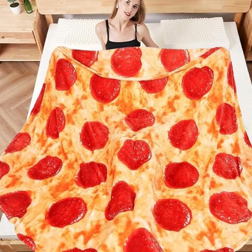 Mantas para sofá cómodas con diseño realista de pizza manta de comida lavable y térmica 4
