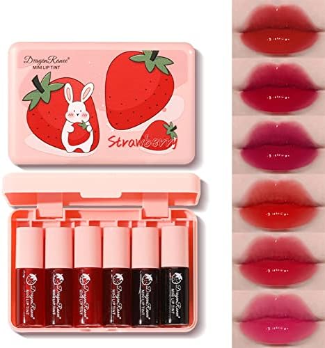 Deepmind 6 Colors Lip Stain Tint Set, Korean Lip Gloss Watery, Multi-use Lip & Cheek Tint Moisturizing Mini Liquid Lipstick,Long-lasting Waterproof Non-Sticky Cup High Pigment Lip Makeup