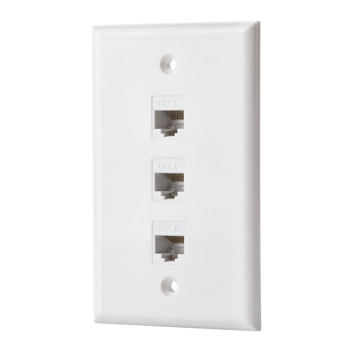 IBL - Cat6 Keystone Ethernet płyta ścienna żeńska do żeńskiego - biała (3 porty Cat6)