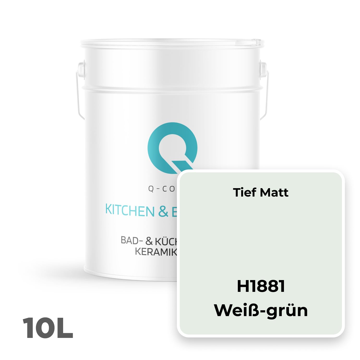 BAD-& KÜCHENFARBE | Weiß-grün | 10 L | für Wände – robust, schmutzabweisend, tiefmatt