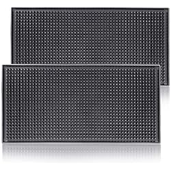 Rubber Bar Mats for Countertop by ProTensils - 12" x 6" Black Bar Mats for Bartending, Bar Service Mat, Home Bar, Coffee Bar Mat Spill Matt 2 Pieces
