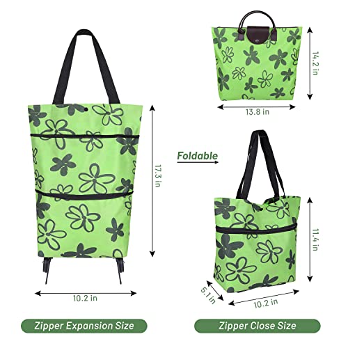 NymphFable Faltbare Trolley-Taschen Faltbare Einkaufstasche mit Upgrade-Rädern Tragbarer Einkaufstaschen-Trolley – Bild 3