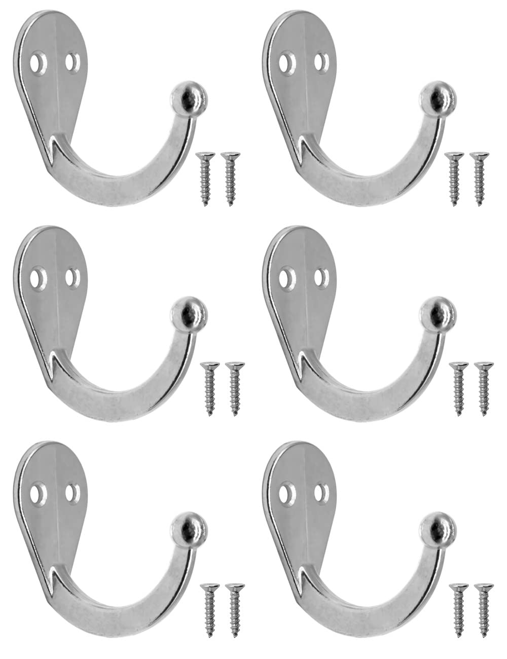Fuxxer® - 6 ganci in ferro classici, ganci, ganci appendiabiti (argento)
