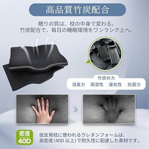 DreamCat's 枕 低反発 日本製 まくら 高さ調節 仰向き 横向き 凹型の中空設計 頭が安定 寝返りやすい pillow for sleeping 幅32×奥行54cm グレー [5]