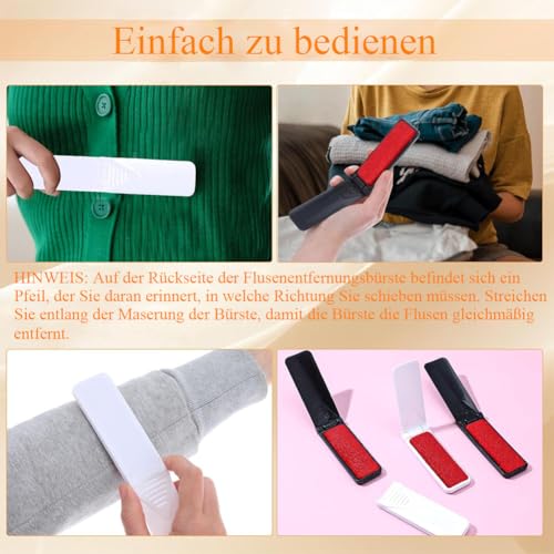 Kisstta 2-Teiliger Faltbare Fusselentfernerbürste, Tragbare Wiederverwendbare Mini-Fusselbürste Zum Entfernen Von Kleidung, Sofas, Stoffen, Tierhaaren Reise-Fusselbürste (Schwarz Und Weiß)