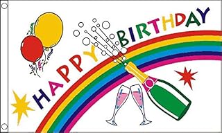 FlagSuperstore Happy Birthday Bottle Flag 5 x 3 FT - 100% Polyester With Eyelets