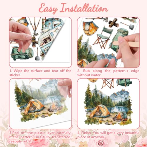 Peacoblue Rub on Transfers for Crafts 3Pcs Forest and Camping 15cmx30cm - Image 3