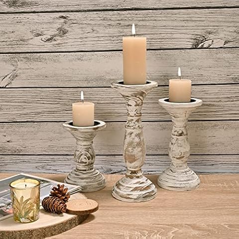 Yorkmills Set of 3 Wooden Candle Holders Cover