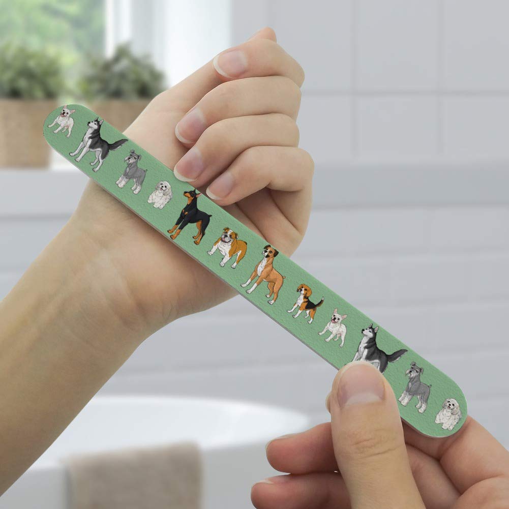 Plenty of Dogs Pattern Double-Sided Nail File Emery Board Set 4 Pack