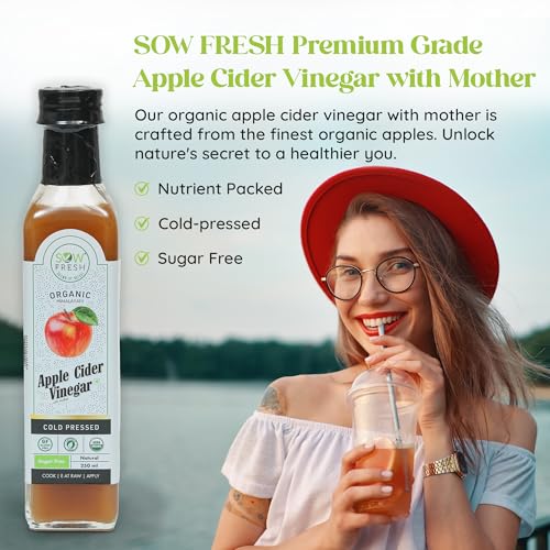Image of Cold Pressed Apple Cider Vinegar Organic, ACV with Mother, No Sugar (250ml)