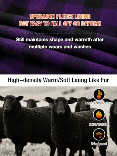 ZITY Hoodies for Men Flannel Fleece Sweatshirt Plaid Full Zip Up Jacket Sherpa Lined Winter Warm Coat2