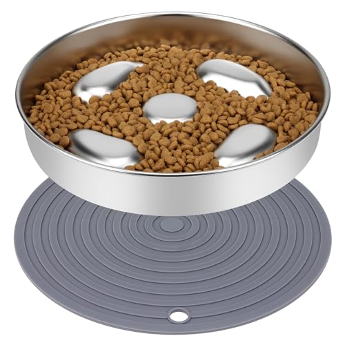 Anti Schling Napf Hund Edelstahl | Slow Feeder Für Große & Kleine Hunde | Mit Reinigungsbürste