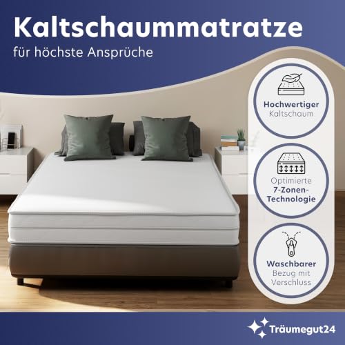 Träumegut24 AquaFlex 7-Zonen Kaltschaummatratze 90x200cm, 12cm, H2&H3