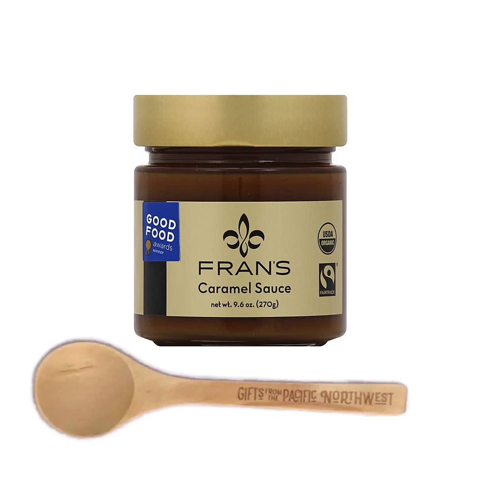 Caramel Sauce Fran's 9.6 Oz Jar Bundle with Tasting Spoon I Gourmet Dessert Gift Set by Gifts from the Pacific Northwest