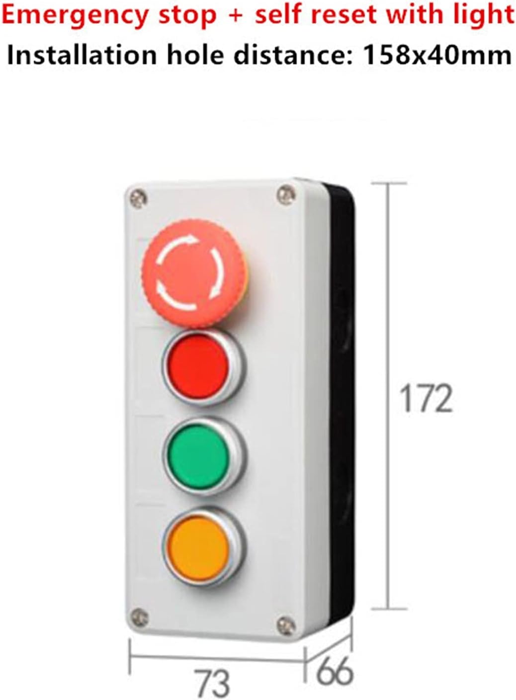 Control Box with Light Button Switch 24V/220V with Emergency Stop Button self Reset Industrial Switch Waterproof Box (Color : 4 R rotateRGY, Size : 24V)