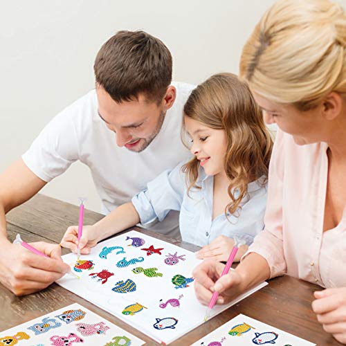 36Pcs 5D Diamond Painting Stickers Kits For Kids, Diy Animal & Sea World Stickers Painting With Diamonds, Paint By Numbers Diamonds Arts Craft Kits For Children, Boys And Girls (Style A) #TOP6