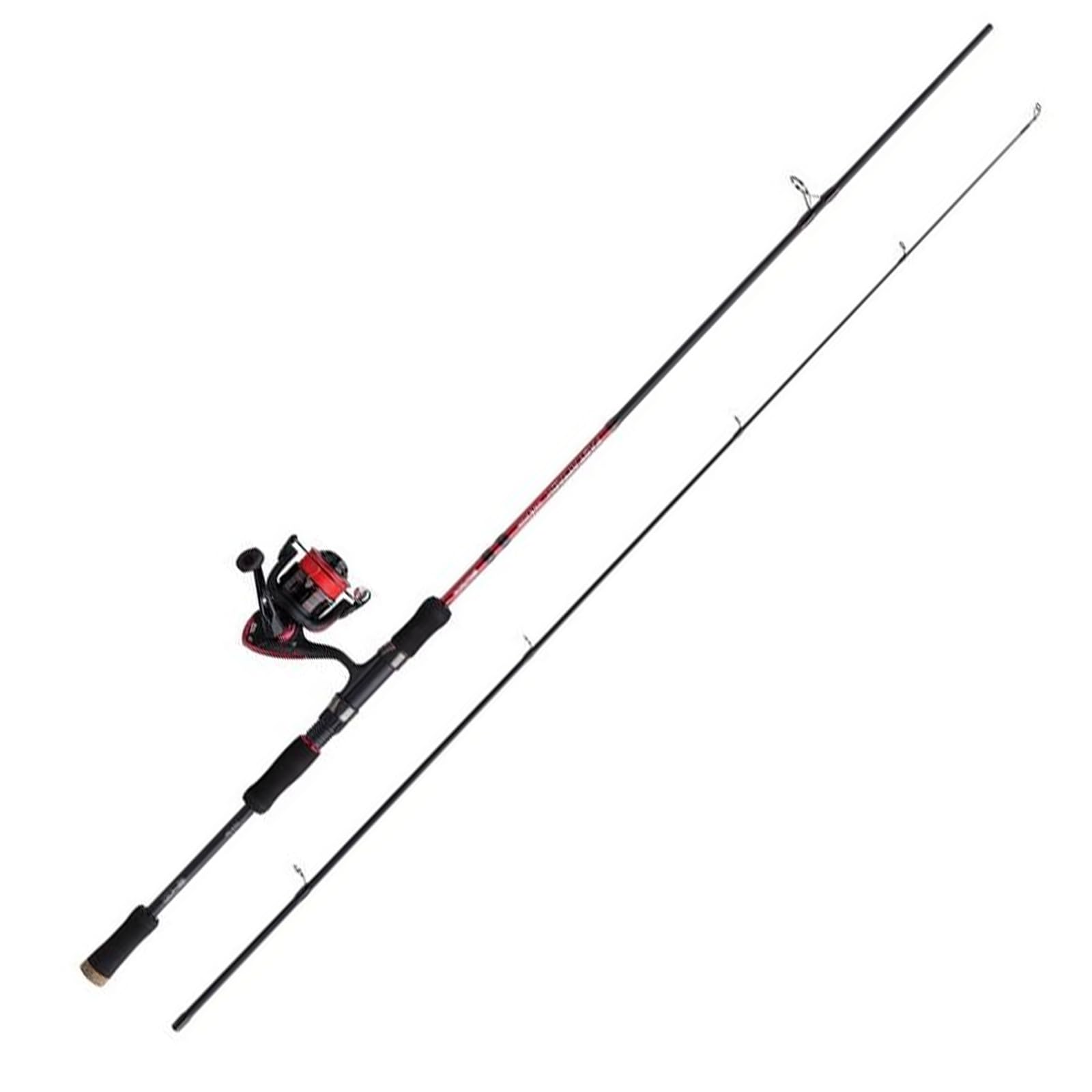 Abu Garcia Fast Attack - Ensemble Canne et Moulinet pour pêche aux carnassiers - 24T - Moulinet de Frein Avant à roulement à Billes 3 + 1 - Tailles pour Truite, Perche, brochet et Sandre - Noir/Rouge