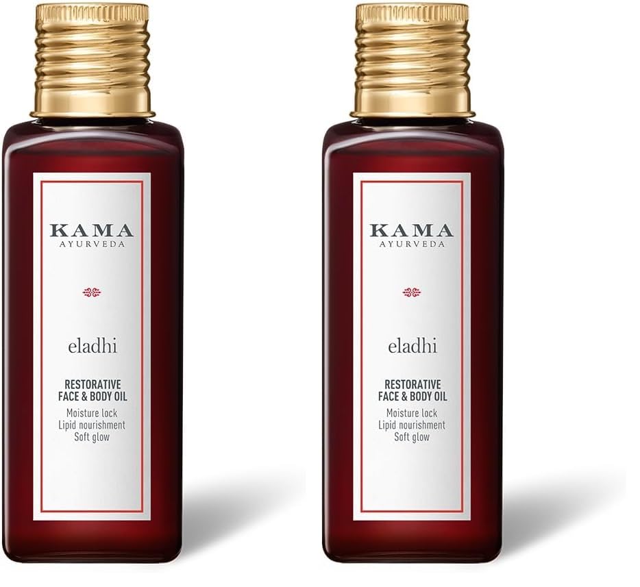 Kama Ayurveda Eladhi Restorative Face & Body Oil - After Bath Oil - For Smooth Skin 100ml (Pack of 2)-image-33