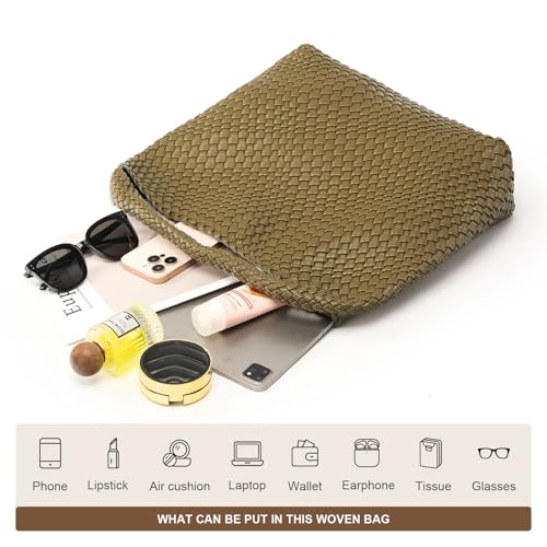 Image of MELOLILA Large Woven Tote Bag for Women Weave Purse Woven Leather Handbag