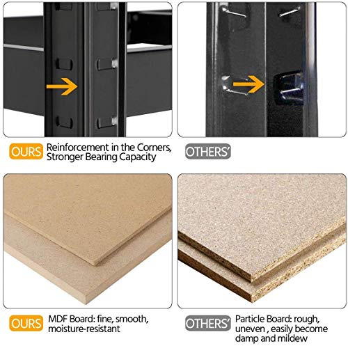 Image of Ash & Roh MDF Wood Adjustable 4-Shelf Unit Display Storage Rack (Black, 54 inch H x 24 inch L x 12 inch D)