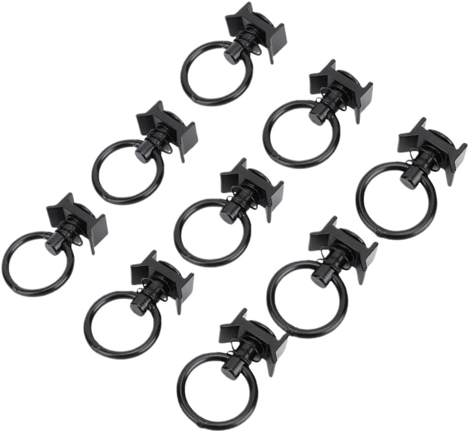 12pcs L Track Single Stud Fitting with Round Ring 4000 Lbs L Track Rail Tie Down O Ring Compatible with Trailer Cargo Control