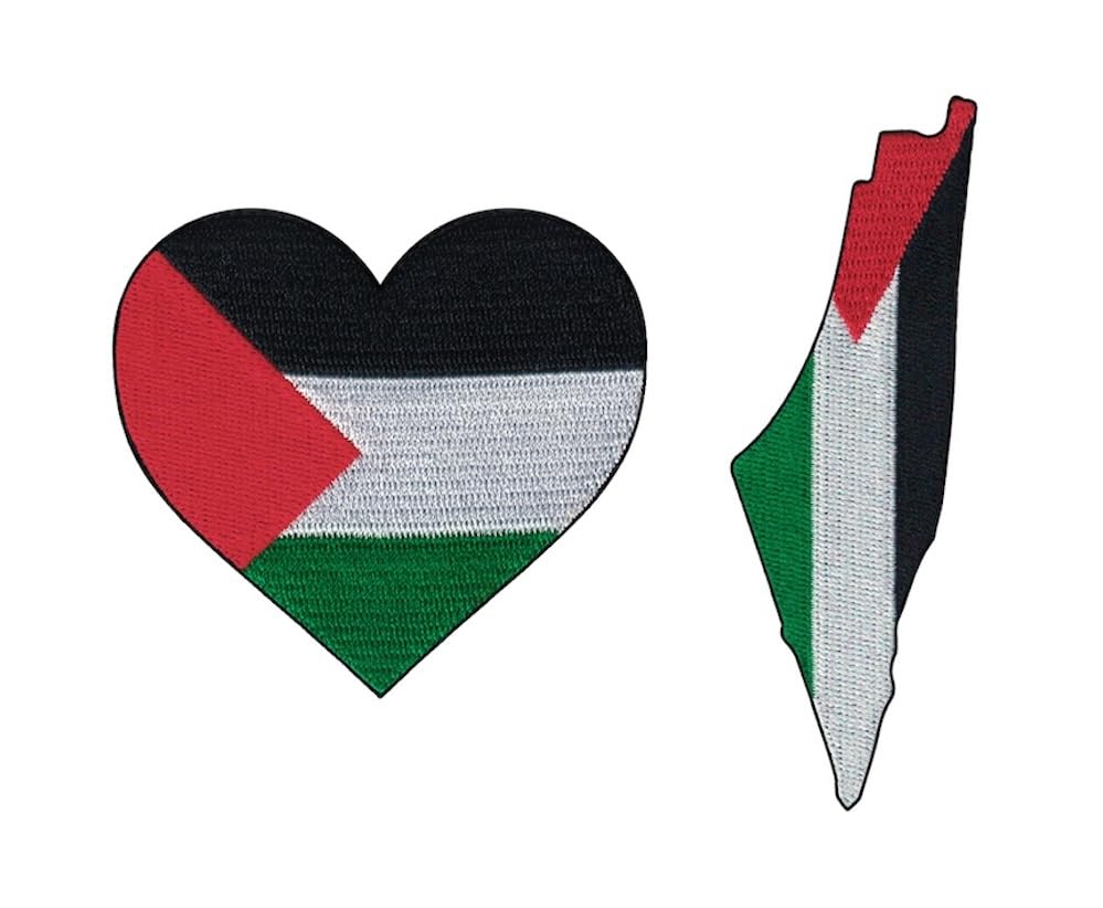 2PC Palestine (Heart & Country) Embroidered Applique Patch Iron On Sew On - Backpacks, Clothing, Jeans, Hats