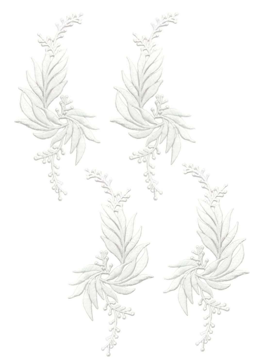 2 Pairs 7x3.1inch Leaves Iron on Patch Leaf Embroidery Applique Lace Fabric Motif for Garment Curtain Pillow Blanket Trimming Shoes Jeans Clothes