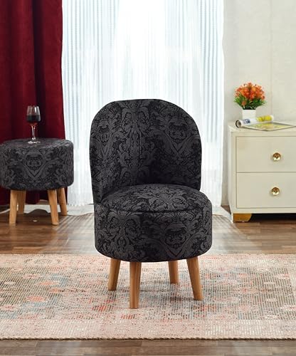 Image of SR Ottoman Chair Pouffes Stool for Living Room Mudda Sitting Furniture Footrest Seat Pouffe Puffy Foam Stool Printed Pouffes for Sitting Foot Rest, (18x32 Inch, Black)