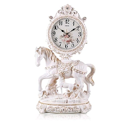 Reloj de mesa de caballo retro con péndulo de cuarzo silencioso para salón 2