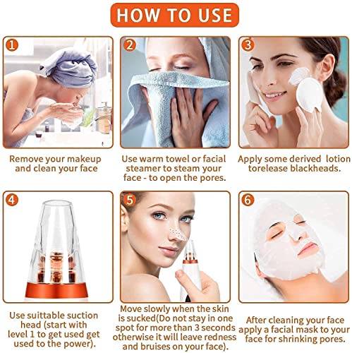 Image of 6 in 1 Multi-function Blackhead Remover Tools | Electric Derma suction Machine | USB Rechargeable Acne Pimple Pore Cleaner Vacuum tool | Facial Cleanser Device for Nose & Skin Care