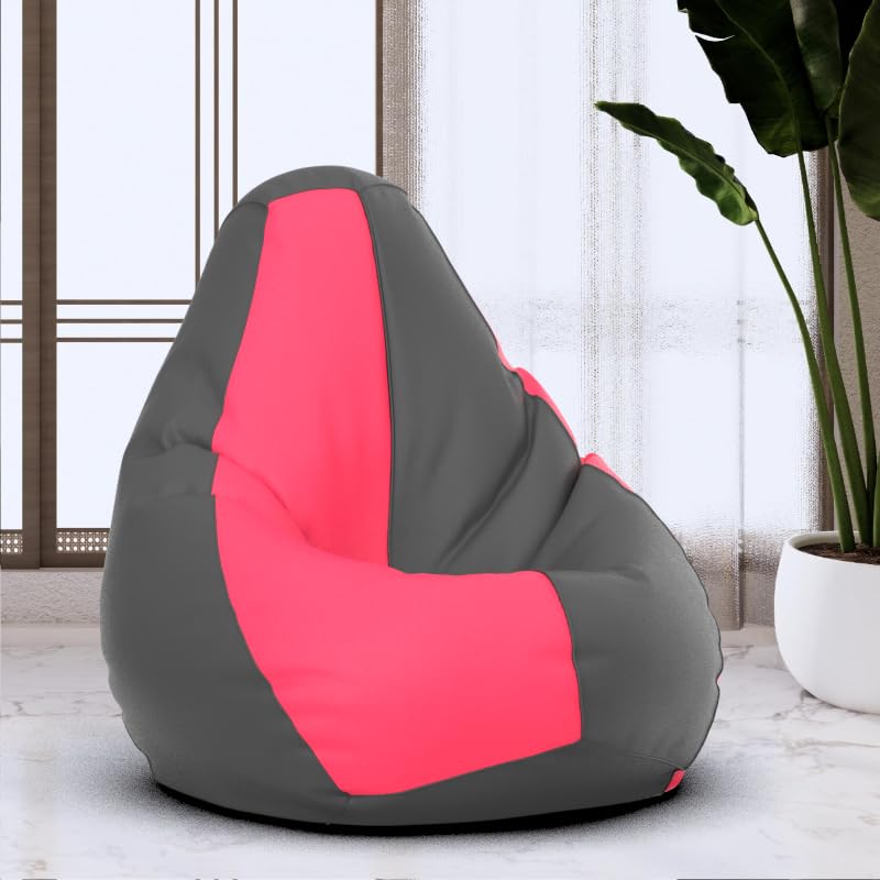 BeanHouse Bean Bag Chair Cover | Size: 3XL | Color: Dark-Grey Pink | Without Beans | Premium Leatherette Cover (CMF 3627) Deal